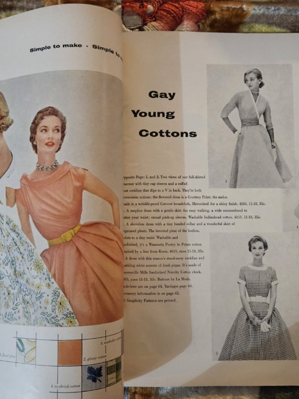 1954 SIMPLICITY PATTERN BOOK MAGAZINE ANTIQUE SEWING INSTRUCTIONS retro dress - Picture 5 of 7